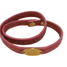Load image into Gallery viewer, Fendi Authentic Selleria Pink Leather Bangle Bracelet Double Wrap Gold Tone

