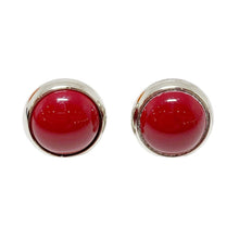 Load image into Gallery viewer, HERMES Paris Eclipse Round Red Enamel Pierce Earrings Silver Plated Jewelry Box
