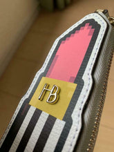 Load image into Gallery viewer, Henri Bendel New York LIPSTICK Design Coin Case Purse Bag Charm w/Stripe Bag
