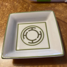 Load image into Gallery viewer, Hermes Paris Auth. Mini Trinket Case Porcelain Ashtray Rhythm Rythme Green White
