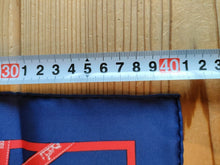Load image into Gallery viewer, Hermes Paris Carre 40 Silk 100% Scarf Handkerchief Bolduc Ribbon Navy Red
