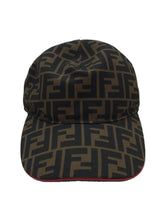Load image into Gallery viewer, FENDI Auth. FF Zucca Pattern Cap Unisex Brown Polyester Italy Made Size 58cm
