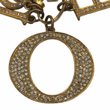 Load image into Gallery viewer, Christian Dior DIOR Logo Rhinestone Chain Bangle Bracelet Gold Plated GP Vintage
