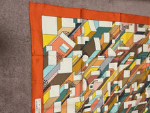 Load image into Gallery viewer, HERMES Paris Carre 90 ON A SUMMER DAY 100% Silk Scarf Stole Orange Border w/Box
