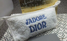 Load image into Gallery viewer, Christian Dior J&#39;Adore Dior Terrycloth Pile Towel White Blue Makeup Pouch
