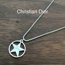 Load image into Gallery viewer, Christian Dior Circle Star Chain Necklace Pendant Silver Plated 43.5cm Vintage
