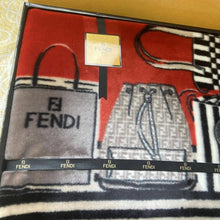 Load image into Gallery viewer, Fendi Zucca Blanket Throw Handbag Pattern 100% acrylic Black Size 100 x 140cm
