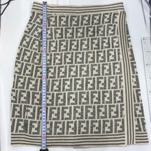 Load image into Gallery viewer, Fendi Zucca FF Logo Wrap Around Skirt Cream Color Knitted Cotton Blend 44/US 10
