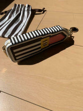 Load image into Gallery viewer, Henri Bendel New York LIPSTICK Design Coin Case Purse Bag Charm w/Stripe Bag
