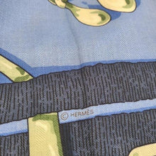 Load image into Gallery viewer, HERMES Paris Carre140 Stole Shawl MORS a JOUETS Cashmere Silk Blue Multicolor
