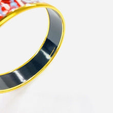 Load image into Gallery viewer, Hermes Paris Auth. Email Cloisonne Enamel Bangle Bracelet Stamp Pattern Red Gold
