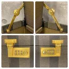 Load image into Gallery viewer, Fendi Vintage Pequin Pattern Attache Case Trunk Briefcase Brown Turn Lock Italy
