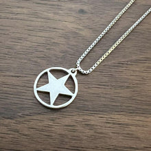 Load image into Gallery viewer, Christian Dior Circle Star Chain Necklace Pendant Silver Plated 43.5cm Vintage
