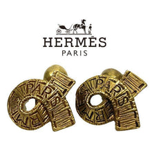 Load image into Gallery viewer, Hermes Paris Logo Ribbon Motif Button Cuffs Cufflinks Gold Tone Men&#39;s Accessory
