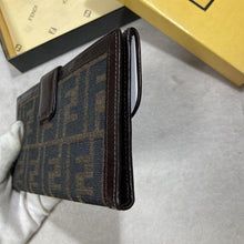 Load image into Gallery viewer, FENDI FF Zucca Bifold Long Wallet Brown Canvas Leather Card Pockets Flap Button
