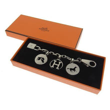 Load image into Gallery viewer, Hermes Berloque Amulette 4 Horse Dog Logo Cadena Bag Charm Silver Plated w/Box
