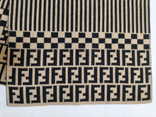 Load image into Gallery viewer, Fendi Auth. Zucca Logo Striped Stole Muffler 100% Wool 40x170cm Black Beige
