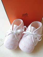 Load image into Gallery viewer, HERMES Paris Authentic Baby First Shoes 10cm Cotton Light Pink String Tie w/Box
