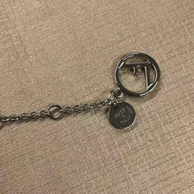 Load image into Gallery viewer, FENDI Authentic LONG NECKLACE F LOGO CIRCLE Charm RHINESTONE Made in Italy w/Box
