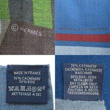 Load image into Gallery viewer, HERMES Paris Carre140 Stole Shawl Cheval a La Couverture Cashmere Silk Blue
