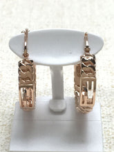 Load image into Gallery viewer, Fendi Auth. FF Logo Hoop Earrings Pierce Brassy Color Lever Back Accessory w/Box
