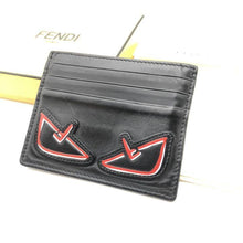 Load image into Gallery viewer, Fendi Monster Card Holder Card Case Business Card Holder Black Leather 0204719
