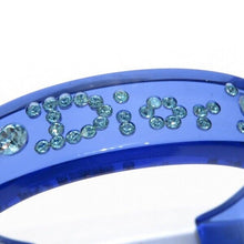 Load image into Gallery viewer, Christian Dior Vintage Logo Rhinestone Clear Blue Plastic Charm Bangle Bracelet
