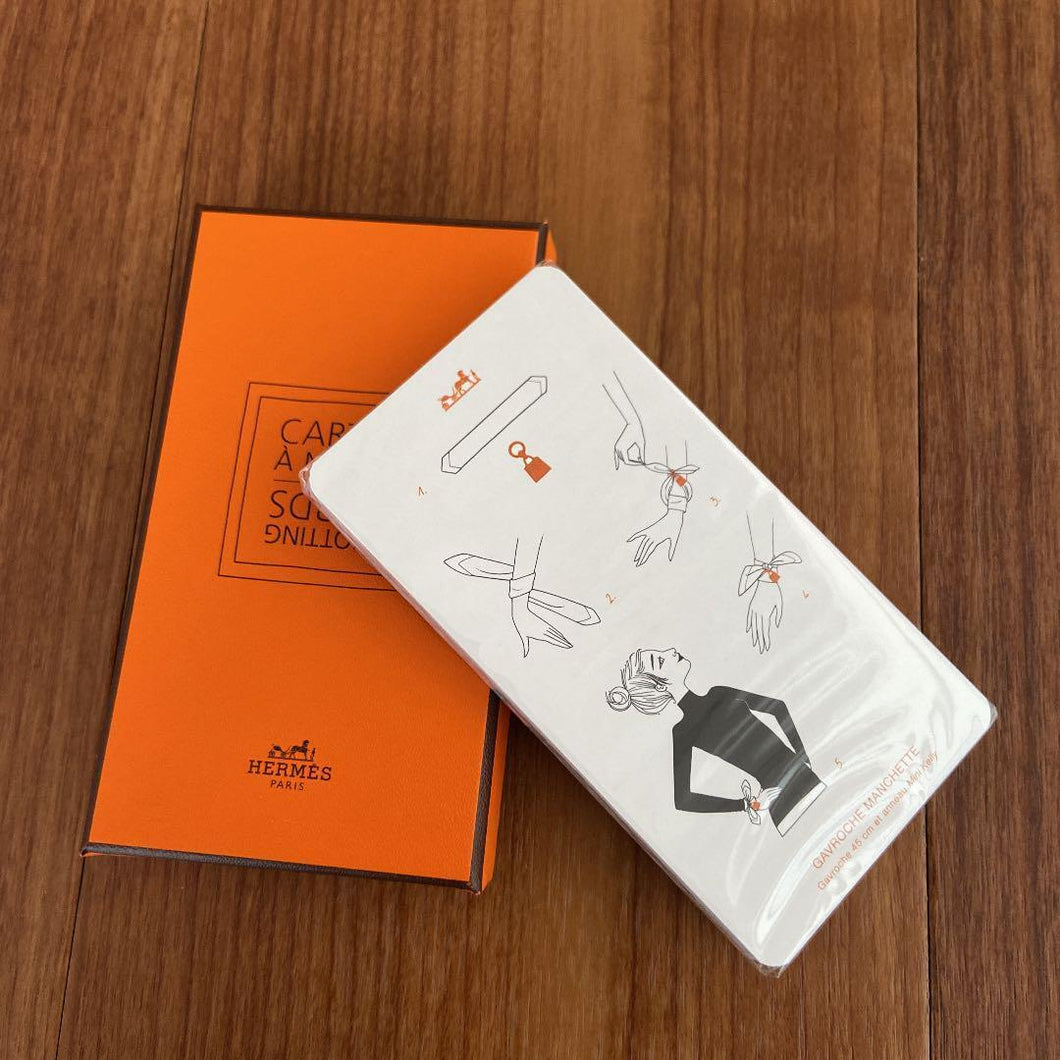 Hermes Paris Authentic Knotting Card Scarf Winding Arrangement Card Orange Boxed