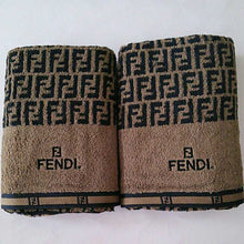 Load image into Gallery viewer, Fendi Vintage Zucca FF Bath Towel Cotton 100% Black Brown 2 Pieces 62 x 122 cm
