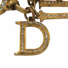 Load image into Gallery viewer, Christian Dior DIOR Logo Rhinestone Chain Bangle Bracelet Gold Plated GP Vintage
