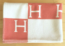 Load image into Gallery viewer, HERMES Paris Avalon Plaid Baby Blanket Throw Wool Blend Rose Errel 100 x 140cm
