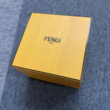 Load image into Gallery viewer, Fendi FF Bamboo Motif Hoop Earrings Pierce Gold Plated GP Charm Accessory w/Box
