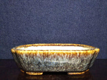 Load image into Gallery viewer, Japanese Bonsai Pot By Tokoname Koyo Brown Glazed Fan Shape W14.2x11.2xH3.8cm
