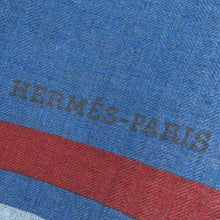 Load image into Gallery viewer, HERMES Paris Carre140 Stole Shawl Cheval a La Couverture Cashmere Silk Blue
