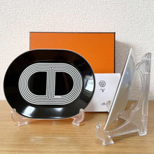 Load image into Gallery viewer, Hermes Paris Rallye 24 Oval Mini Plate 2 Pieces Black 15x12cm Porcelain w/Box
