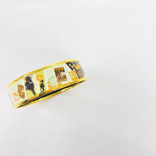 Load image into Gallery viewer, Hermes Paris Email Cloisonne Enamel Bangle Bracelet Stamp Pattern Green Gold
