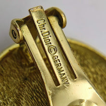 Load image into Gallery viewer, Christian Dior Circle CD Logo Pearl Earrings Clip On Gold Plated GP Accessory

