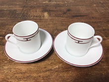 Load image into Gallery viewer, Hermes Paris Rhythm Rythme Demitasse Cup &amp; Saucer Set of 2 Porcelain Red w/Box
