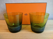 Load image into Gallery viewer, HERMES Paris Rock Green Glass Cup Pair Set of 2 Tumbler Tableware w/Box
