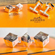 Load image into Gallery viewer, Hermes Paris Authentic H Logo Cube Cuffs Cufflinks Ag925 Silver Men&#39;s Accessory
