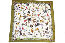 Load image into Gallery viewer, HERMES Paris Carre 90 100% Silk Champignons Mushrooms Scarf Stole White Brown
