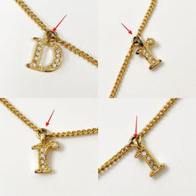 Load image into Gallery viewer, Christian Dior Alphabet Logo Rhinestone Chain Necklace Pendant Gold Plated 40cm
