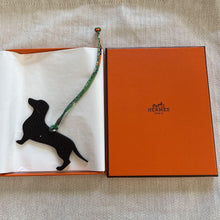 Load image into Gallery viewer, Hermes Dachshund Dog Reversible Bag Charm Petit Ash Leather White Brown w/Box
