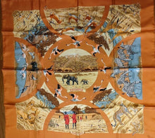 Load image into Gallery viewer, HERMES Paris Carre Tanzanie SILK 90 Robert Dallet Multicolor Scarf Stole Brown
