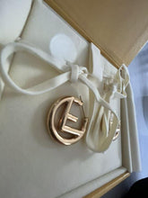Load image into Gallery viewer, Fendi Auth. F Is Logo Round Hoop Earrings Pierce Gold Plated GP Accessory w/Box

