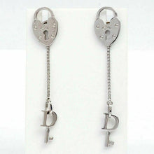 Load image into Gallery viewer, Christian Dior Heart Cadena Logo Key Dangle Pierce Earrings Silver Accessory
