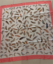 Load image into Gallery viewer, Hermes Paris Carre 90 Silk 100% Scarf Stole Feather Plumes Pink Border Accessory
