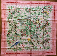 Load image into Gallery viewer, HERMES Paris Carre 90 Scarf Stole LES MERISES Cherry Birds Silk Pink Multicolor
