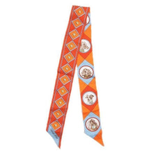 Load image into Gallery viewer, HERMES Paris Twilly COLLIERS ET CHIENS Scarf Silk 100% Orange Multicolor w/Box

