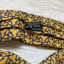Load image into Gallery viewer, Hermes Paris Silk 100% French Ascot Tie Necktie H Logo Pattern Yellow Accessory

